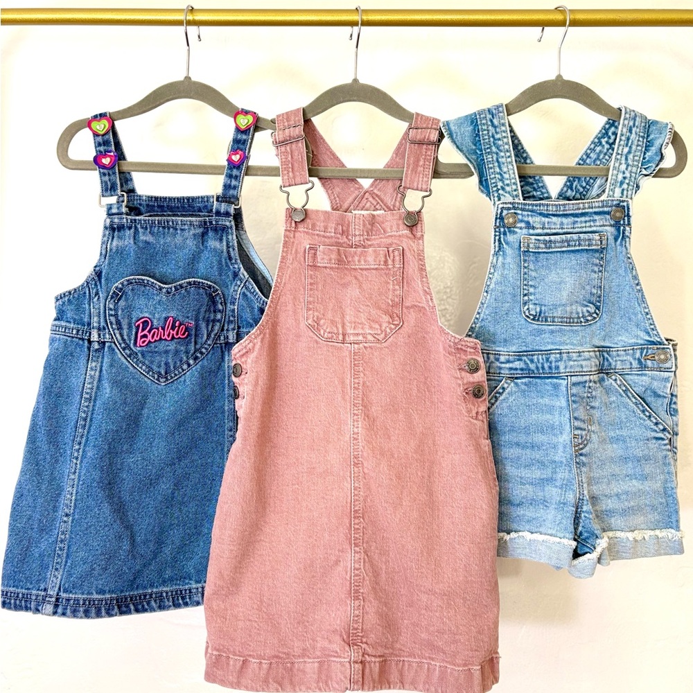 Barbie, Pink Cat and Jack, and Blue Jean Kids Overalls Set